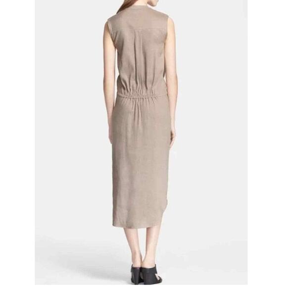 Vince Women's Linen Blend Cargo Shift Midi Dress Medium Sandbar Beige - Picture 6 of 14